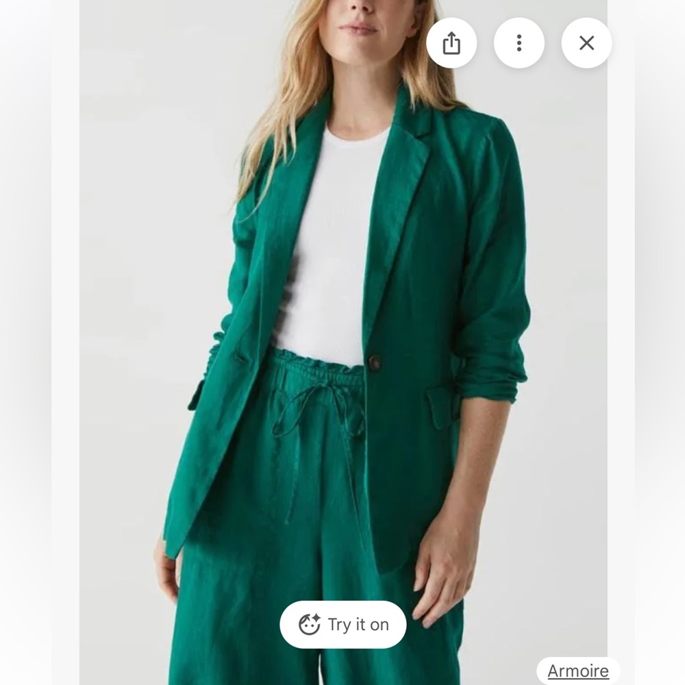 Michael Stars 100% Linen Green Blazer